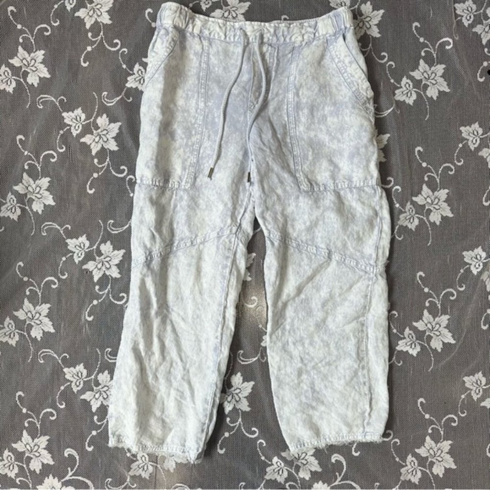 Young Fabulo &  Broke Beachy Boho Linen Cropped Pants Sz Small